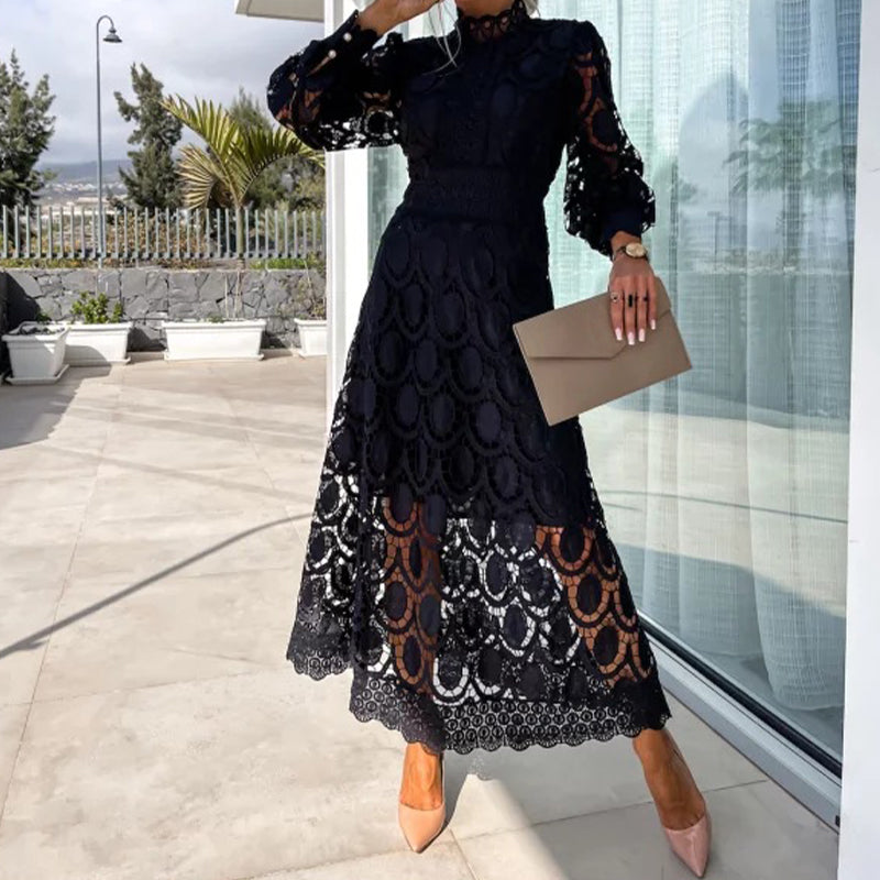 Nila - Long Lace Dress in French Style