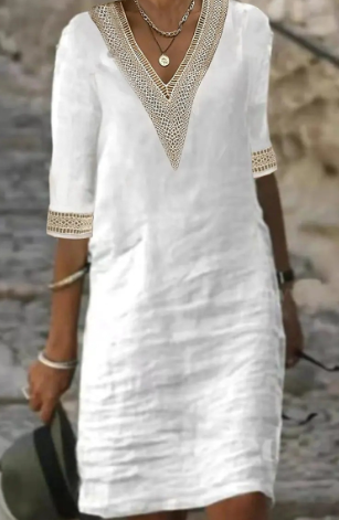 Margaret™- Linen and Cotton Loose Dress