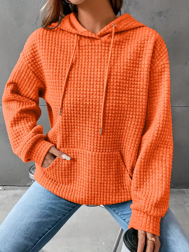 Tiana - Waffle Knit Hoodie Sweatshirt