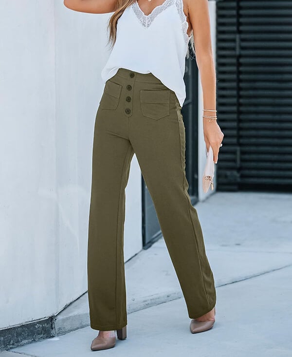 Leslie™ - Casual High-Waisted Elastic Trousers