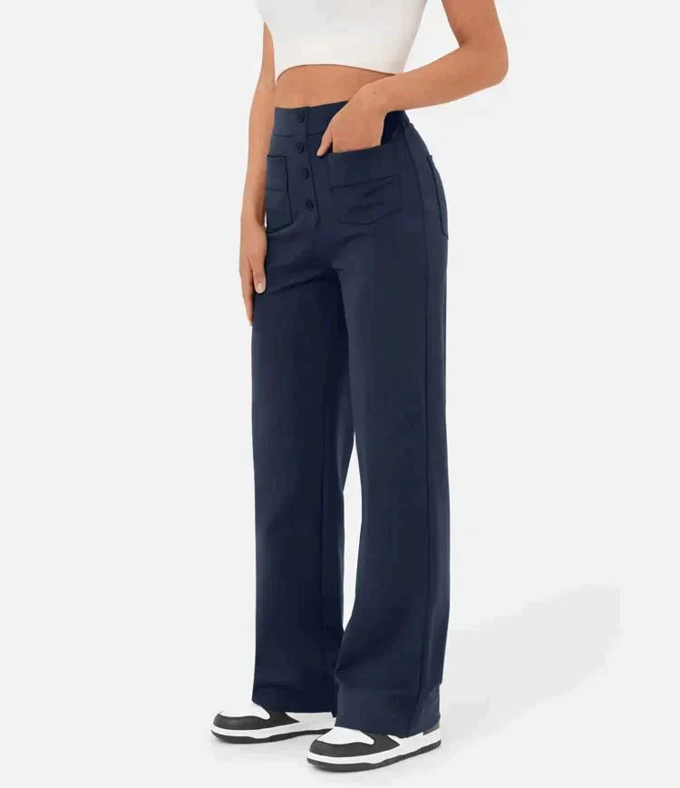 Leslie™ - Casual High-Waisted Elastic Trousers