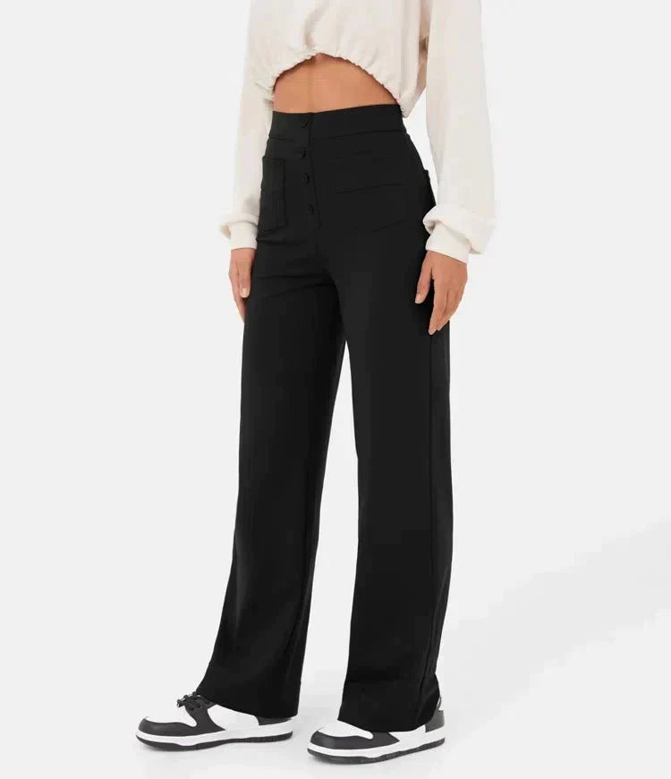 Leslie™ - Casual High-Waisted Elastic Trousers
