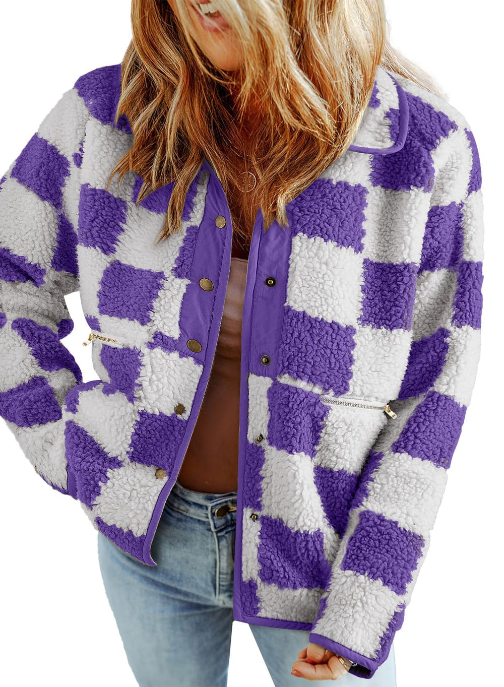 Chloe - Sherpa-Lined Checked Jacket
