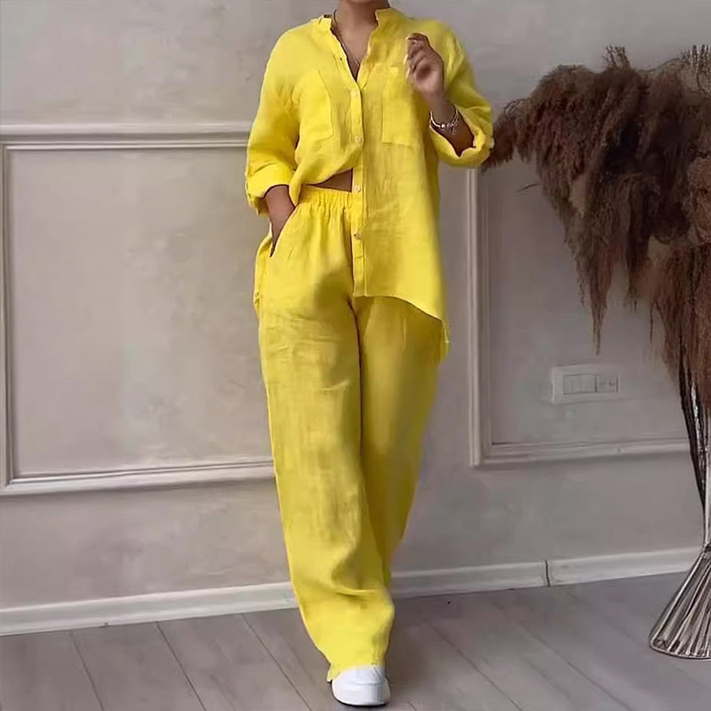 Ava - Two-Piece Set: Button-Up Shirt and Pants