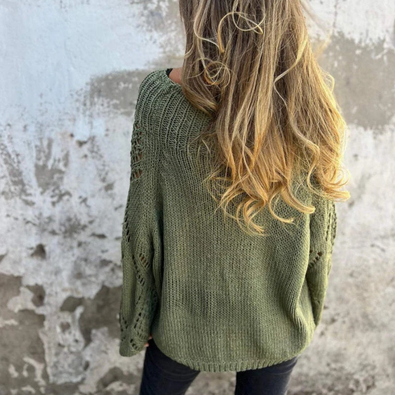 Nia - Hollow Knitted Jumper with Round Neck