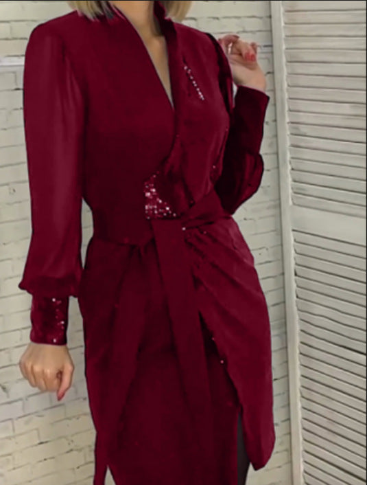Berta™ - Luxurious Sequin Wrap Dress