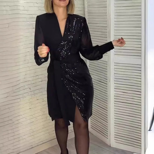 Berta™ - Luxurious Sequin Wrap Dress
