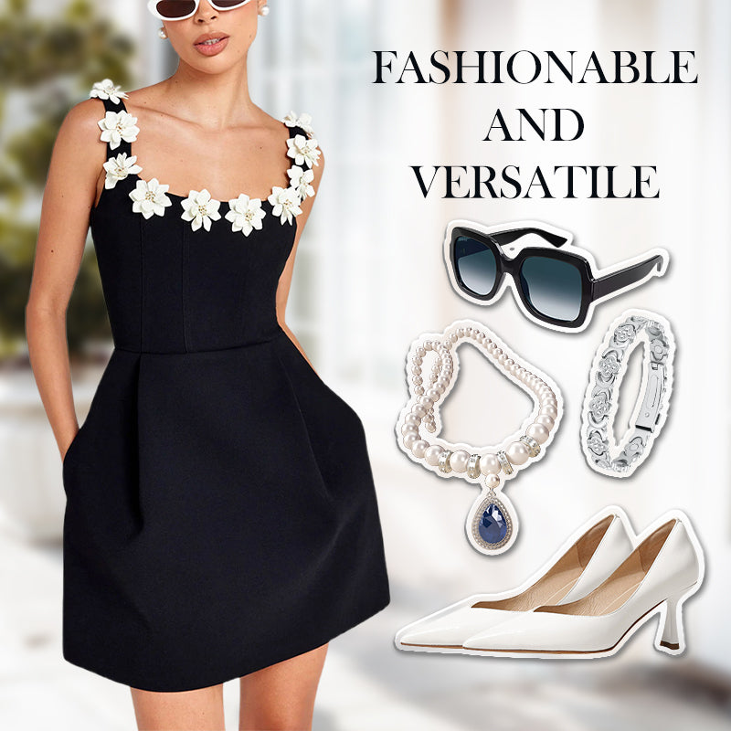 Rahel - Mini Dress with Floral Appliqués in Romantic Style