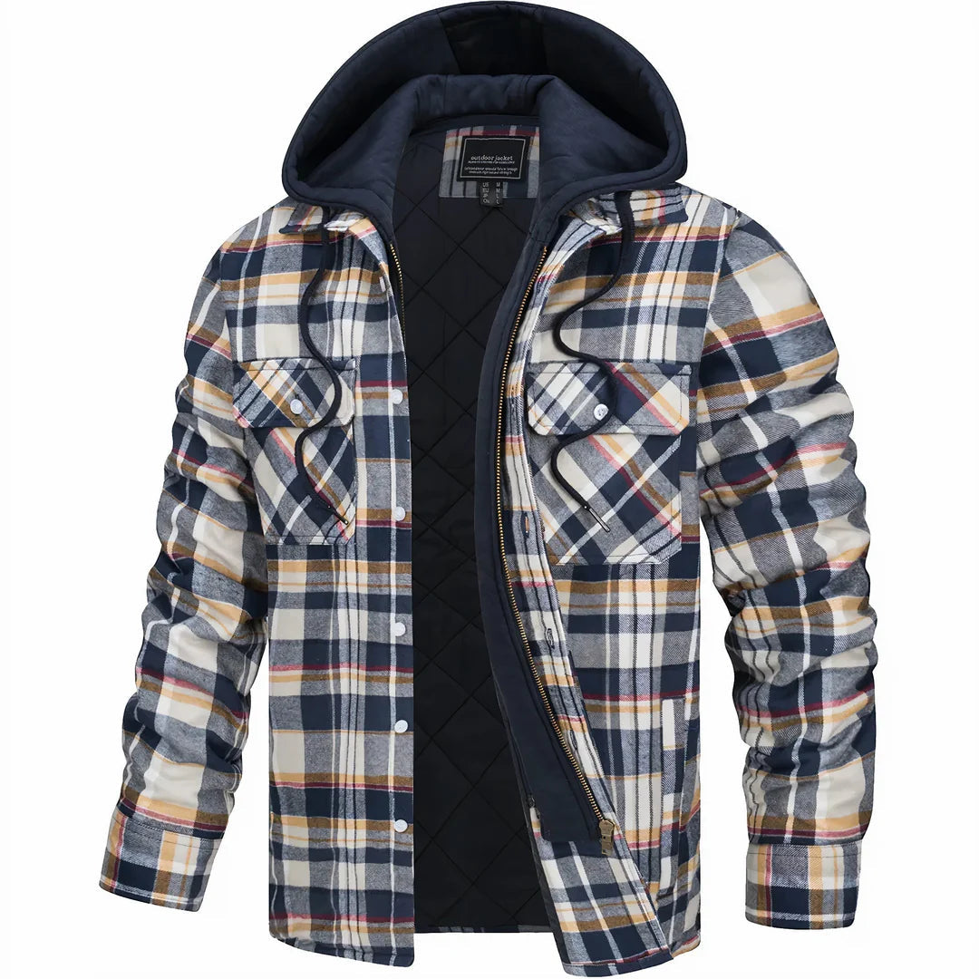 Julian - Checked Hooded Zip-Up Jacket