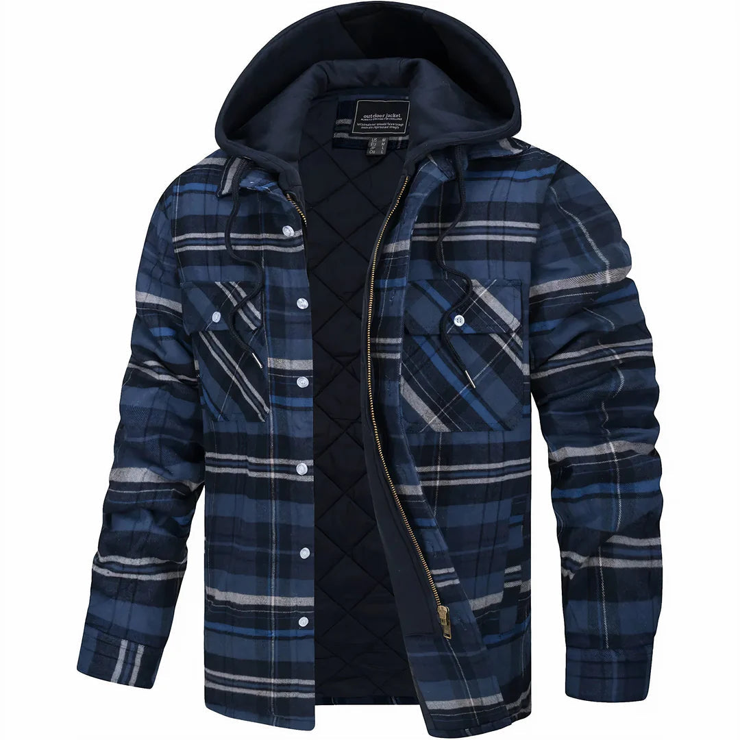 Julian - Checked Hooded Zip-Up Jacket