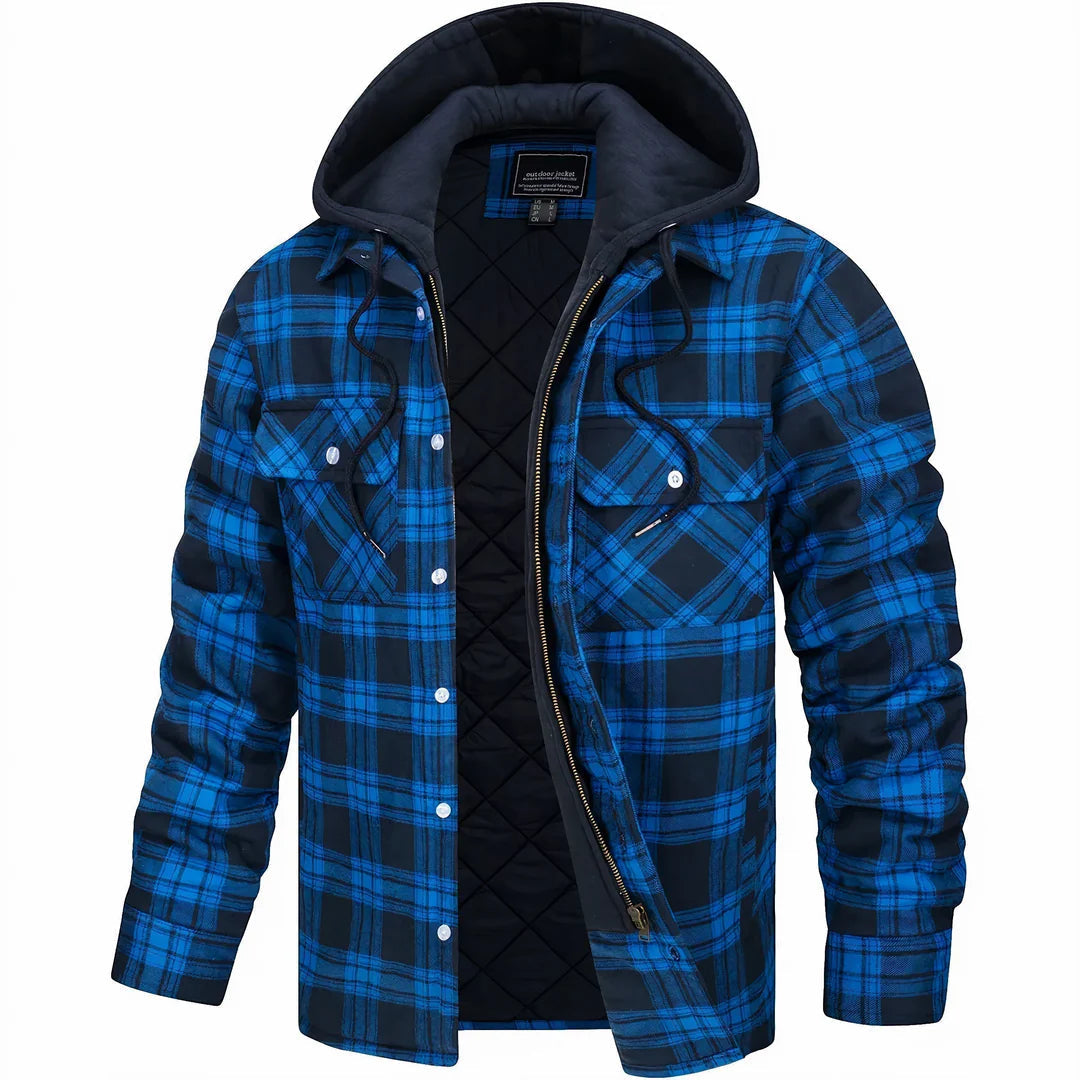 Julian - Checked Hooded Zip-Up Jacket