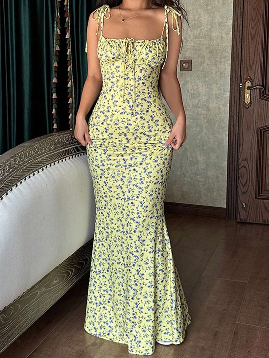 Fitted Floral Long Dress