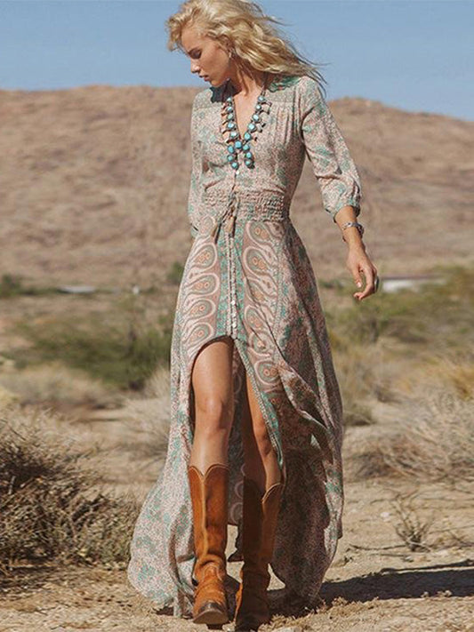 Noriel™ - Long Dress with V-Neck
