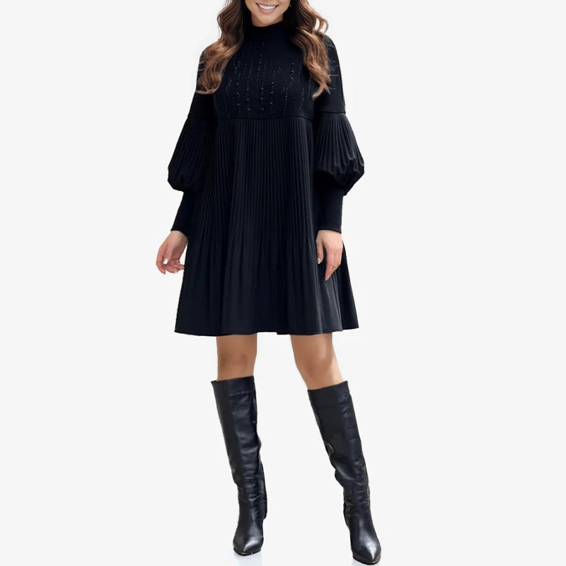 Reina - Short Puff Sleeve Long-Sleeve Dress