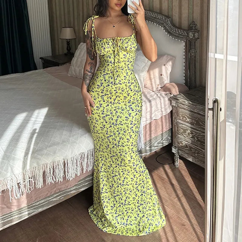 Fitted Floral Long Dress