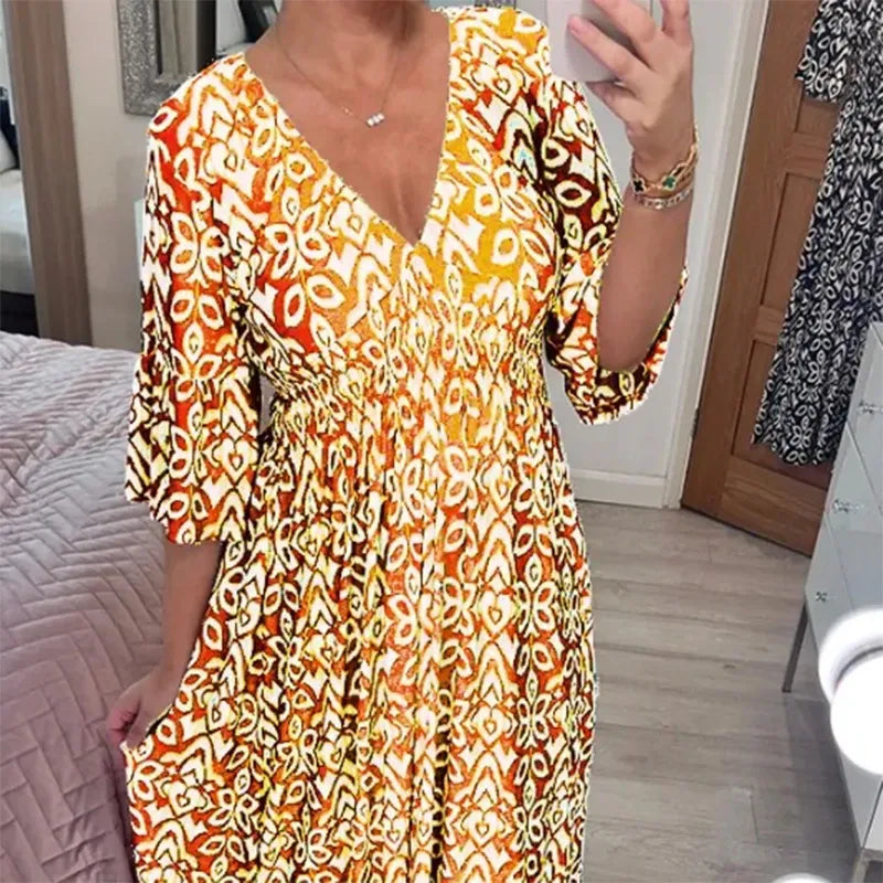 V-Neck Floral Dress