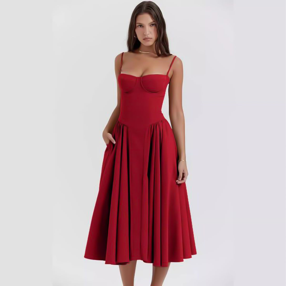 Ballerina Twill Corset Midi Dress