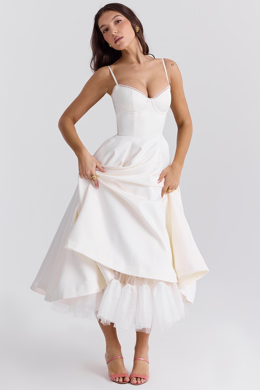 Valentina™ - Elegant Midi Dress with Tulle Lining