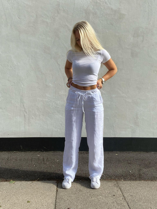 Angel - Straight cut linen trousers with double layer.