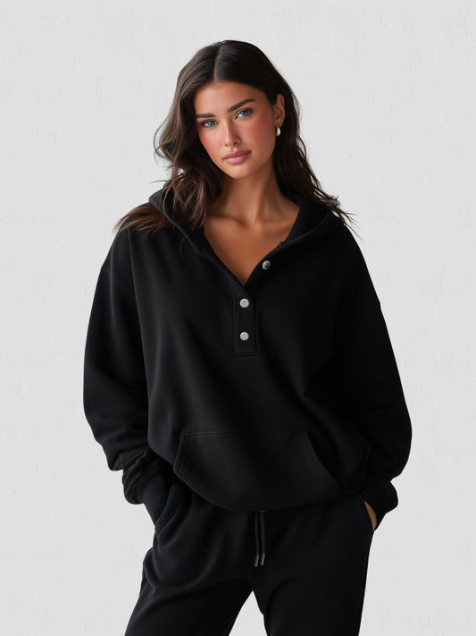 Penelope - Oversized Hoodie with Press-Stud Fastening