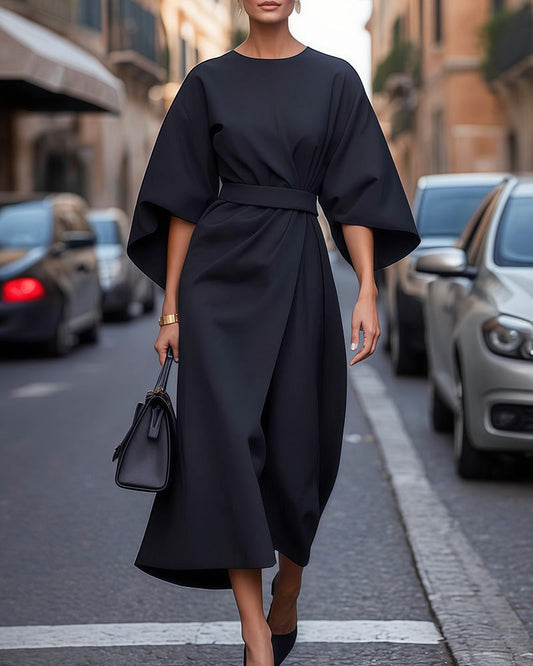 Nuru™ - Dress with Elegant Puff Sleeves and Belt