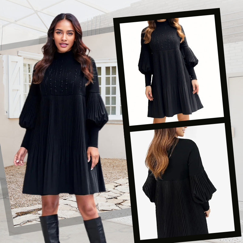 Reina - Short Puff Sleeve Long-Sleeve Dress