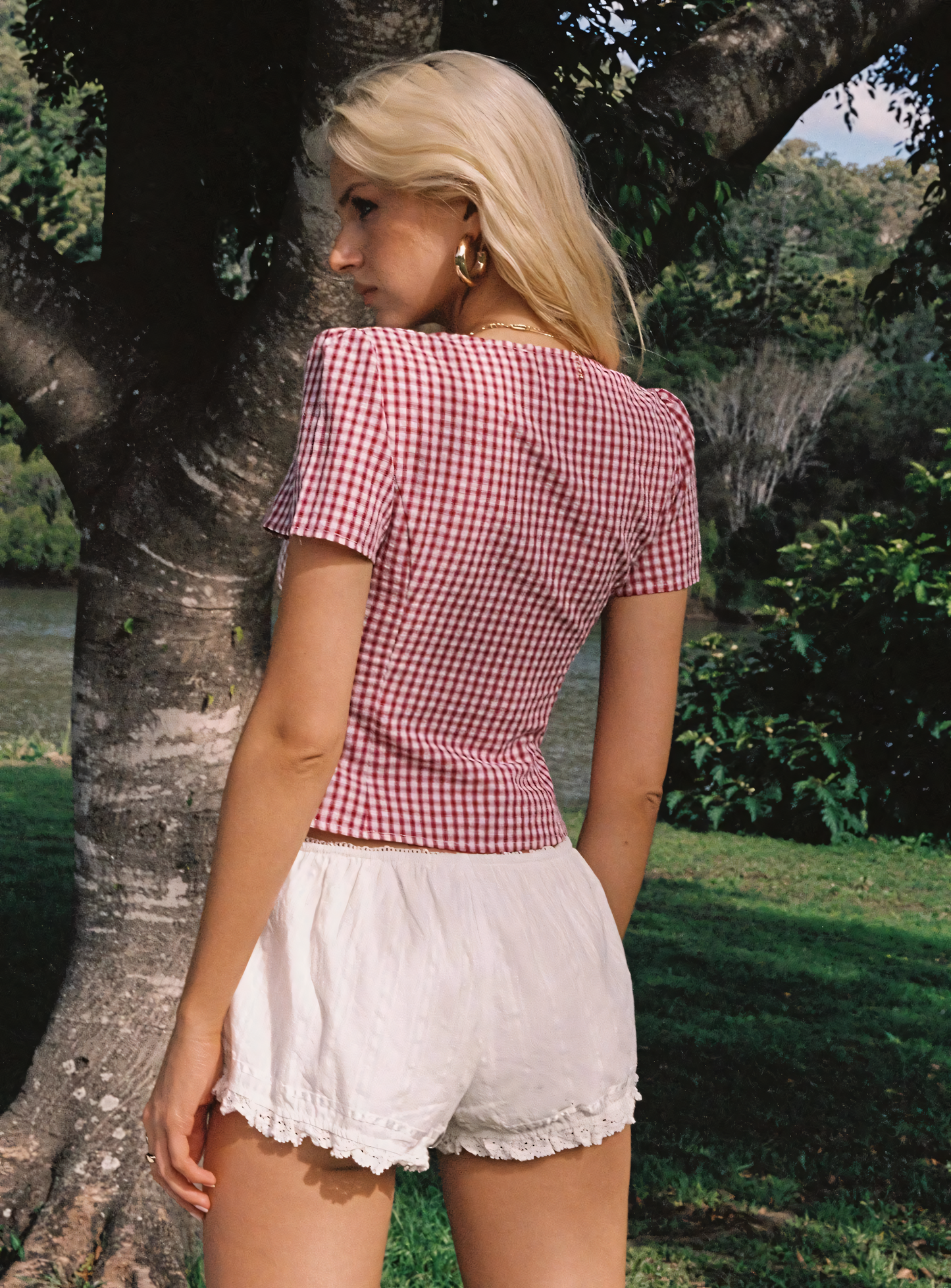 Collins™ - Red and white checked top