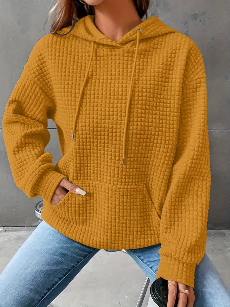 Tiana - Waffle Knit Hoodie Sweatshirt