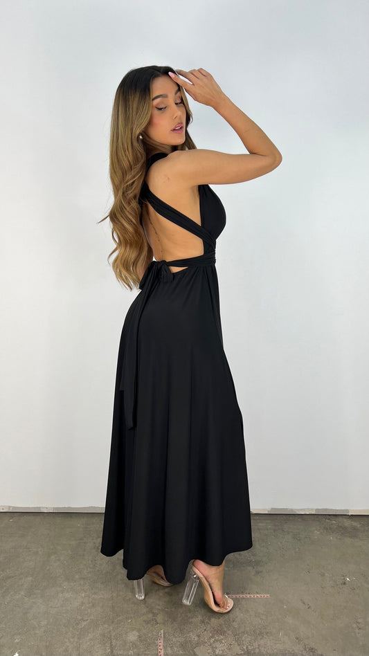 Sarisha™ - Elegant Long V-Neck Dress