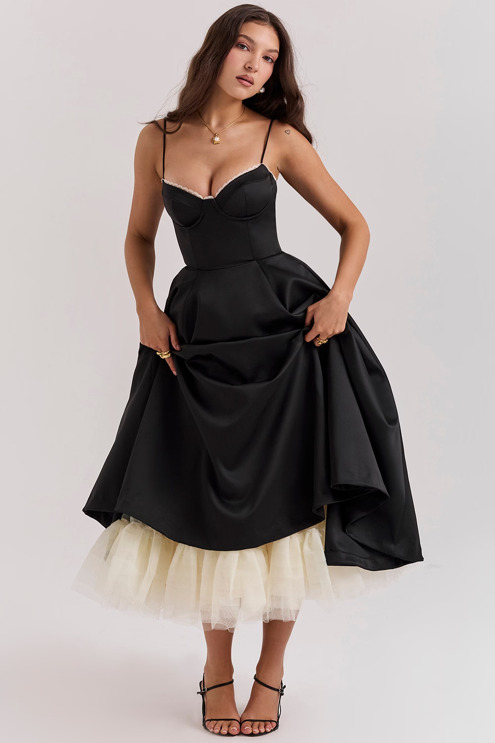 Valentina™ - Elegant Midi Dress with Tulle Lining