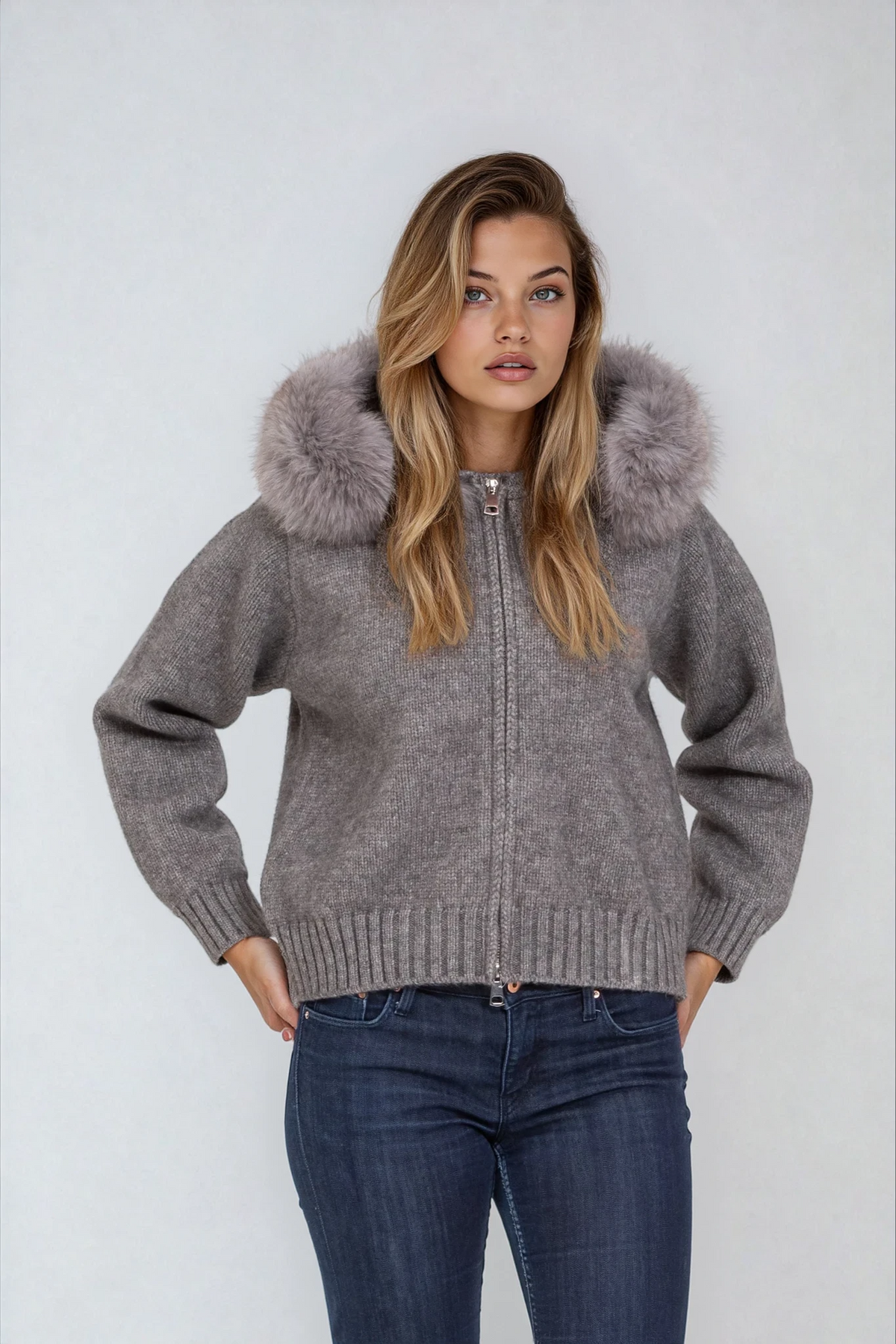 Raisa - Hooded Knit Jacket with Lining