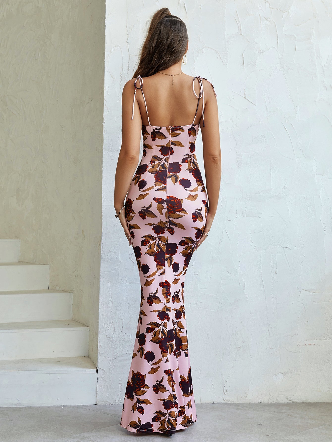 Fitted Floral Long Dress