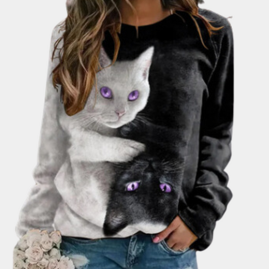 Rina™ - Sweater with Cat Print