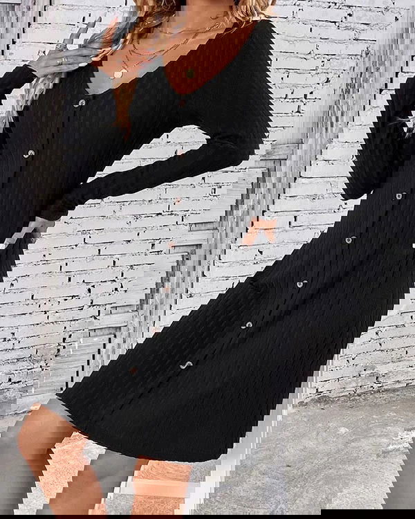 Ozara™ - Ribbed Long-Sleeve Dress
