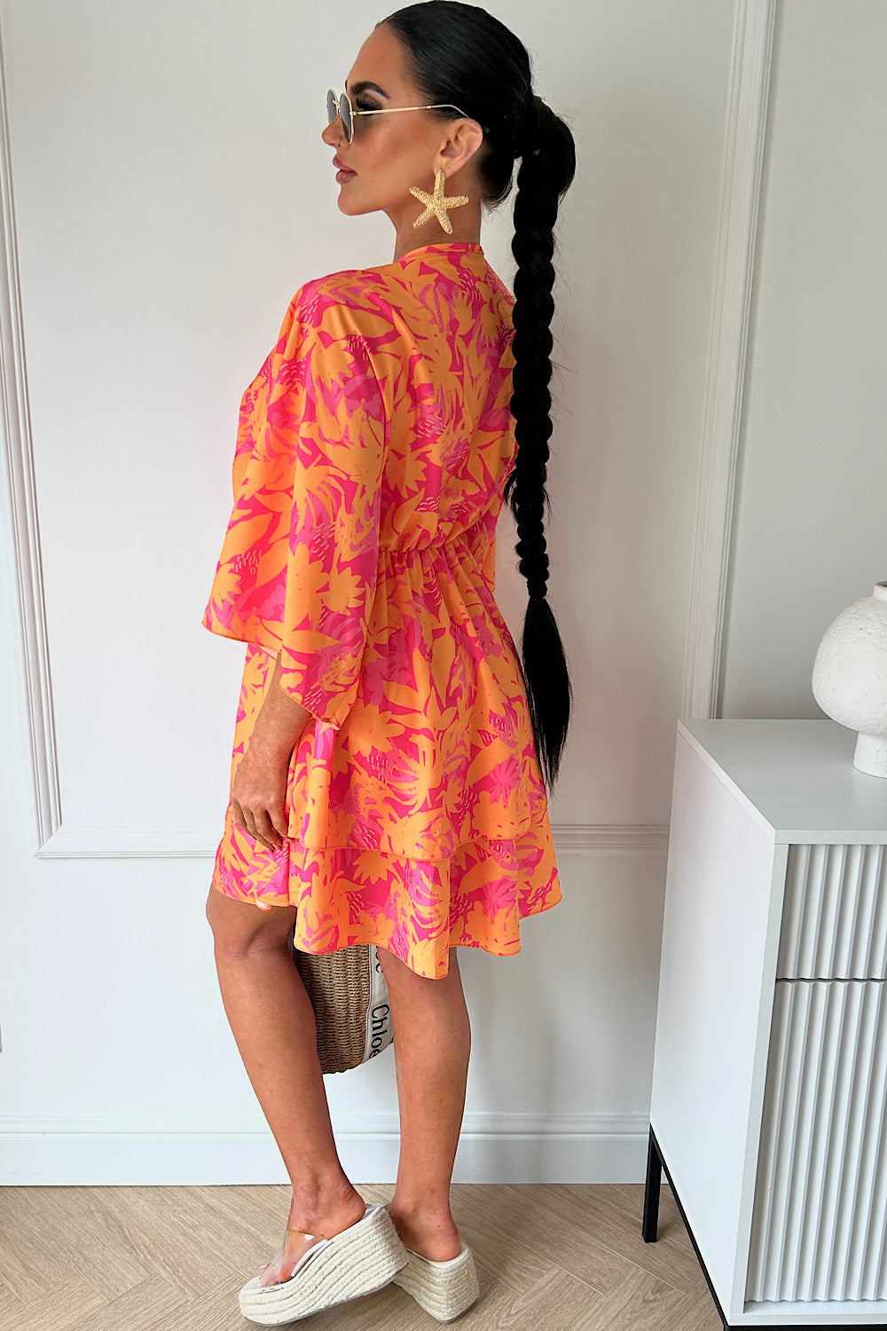 Lira™ | Orange & Pink Tropical Dress