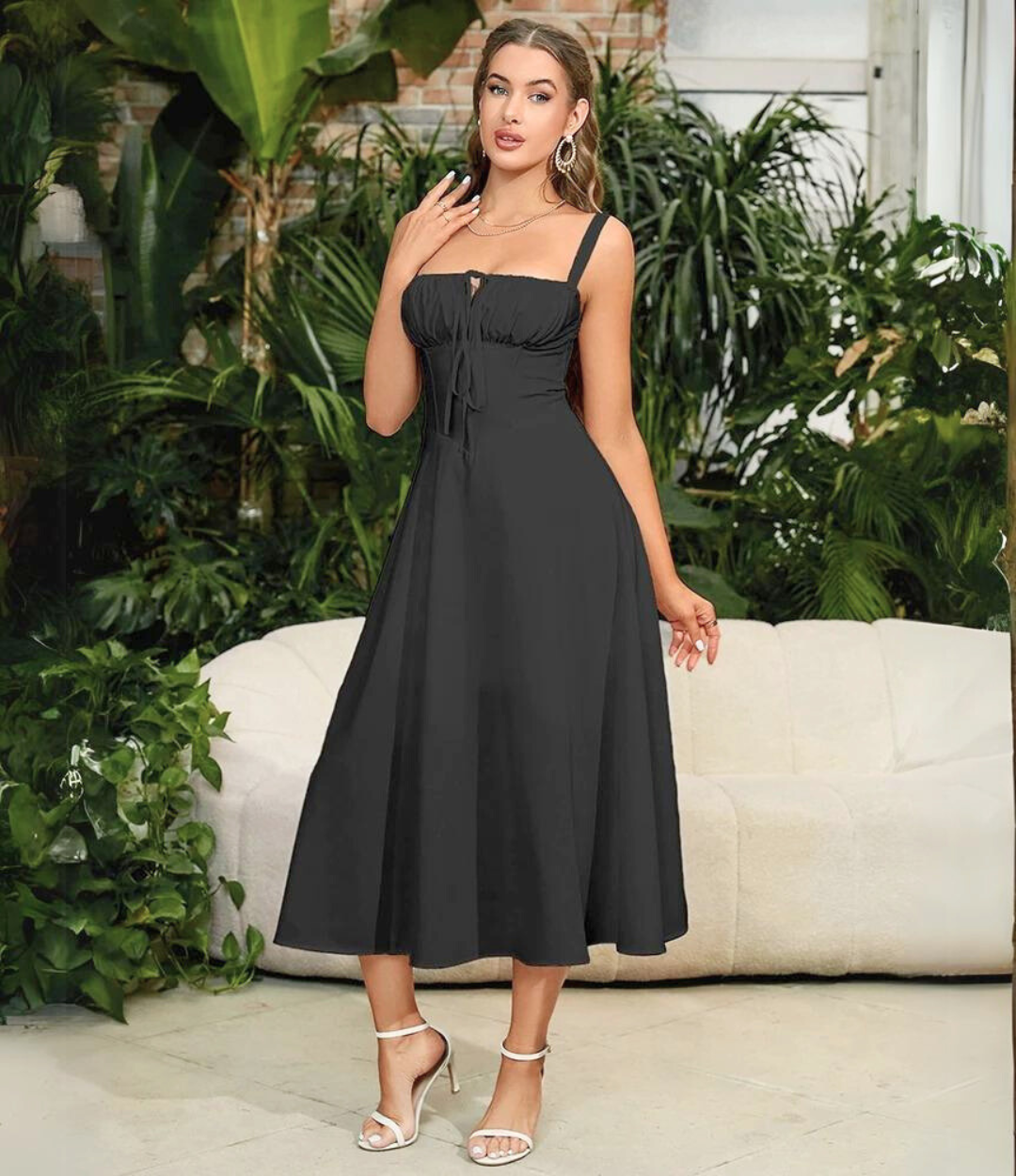 Stylish Midi Party Dress With Straps