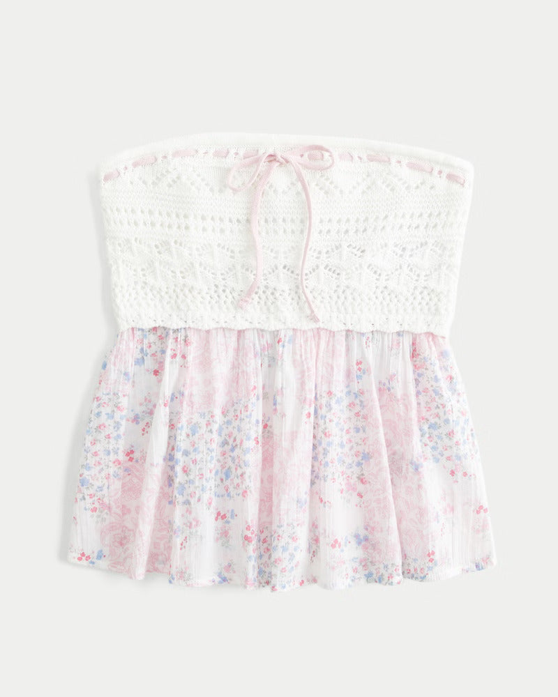 Dazld™ - Crochet-Style Babydoll Top