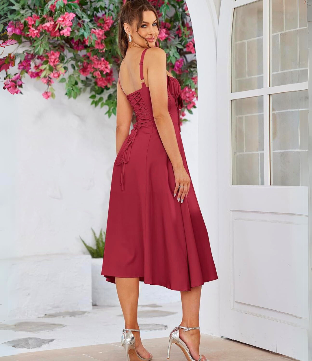 Stylish Midi Party Dress With Straps