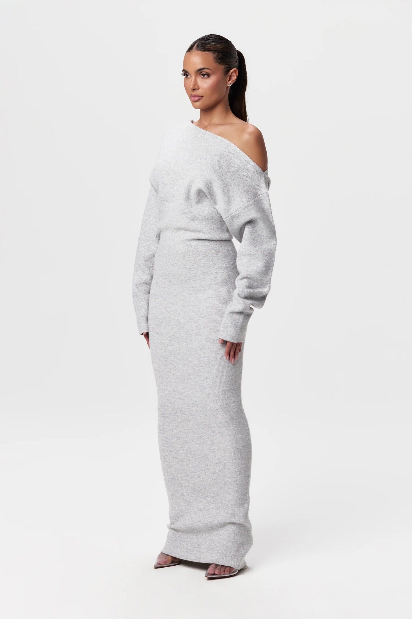 Thais™ - Long off-shoulder sweater-style dress