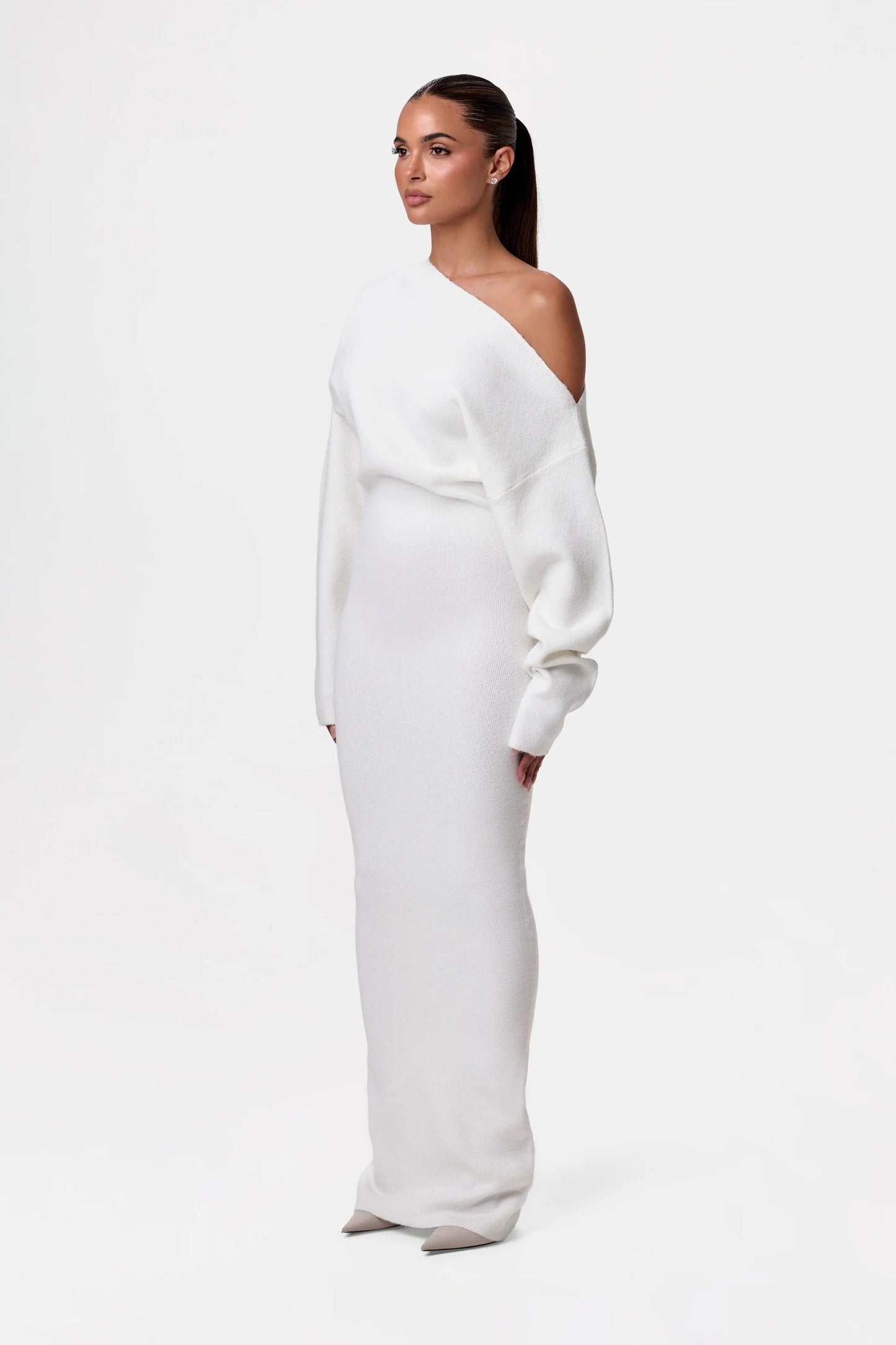 Thais™ - Long off-shoulder sweater-style dress