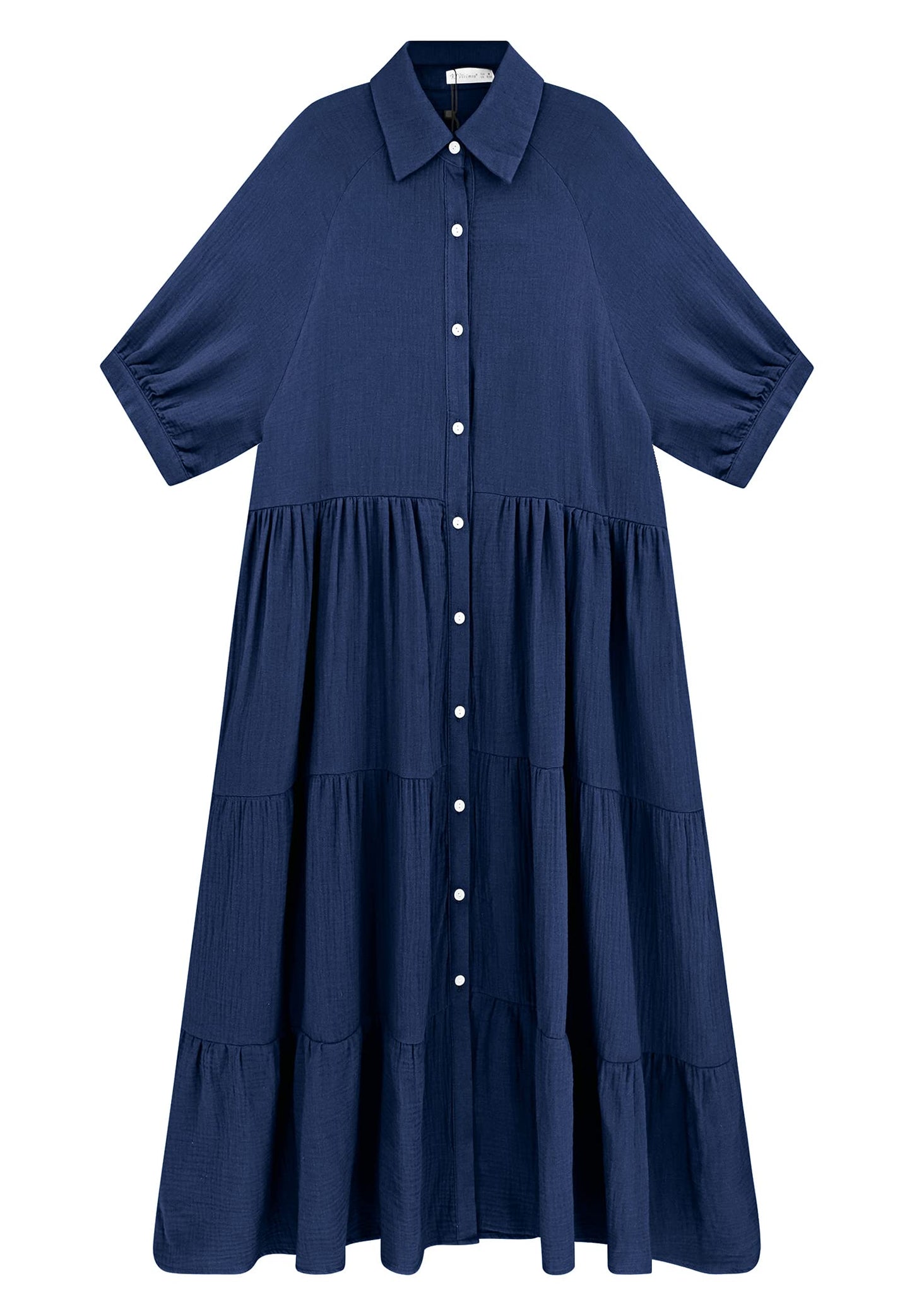 Women's Summer Cotton Half Sleeves Midi Dress with Pockets