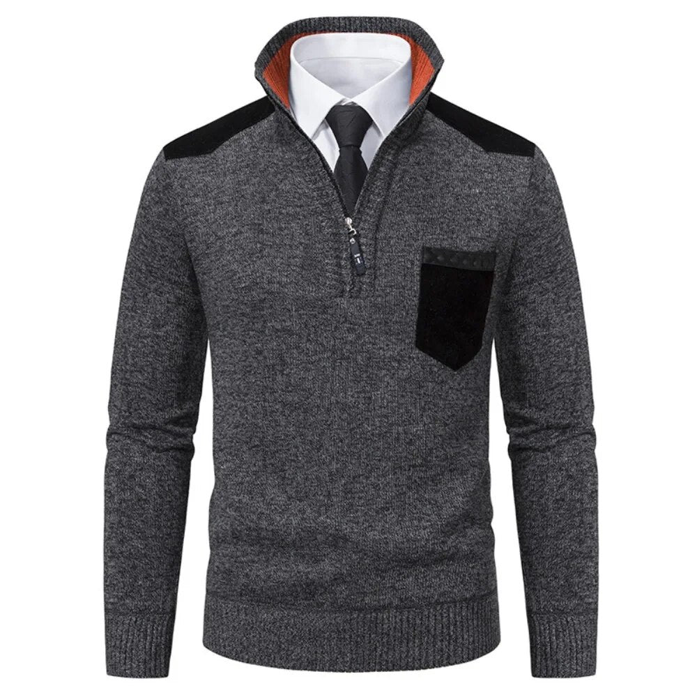 Carmine™ - Retro Jumper with Zip and High Neck