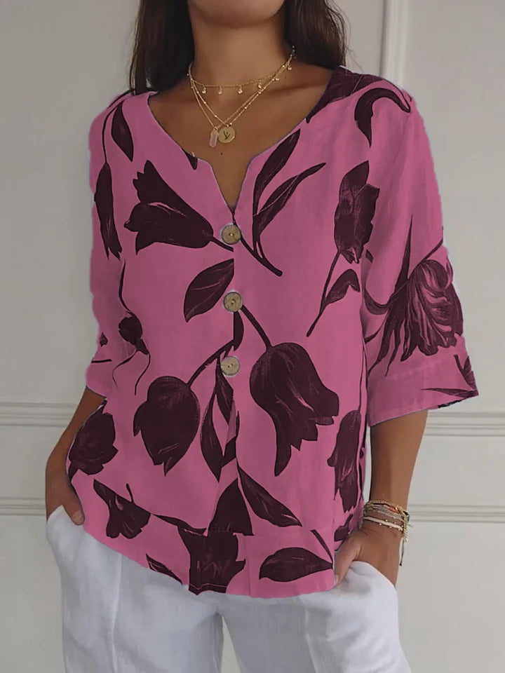 Chloe™ - V-Neck Printed Tunic Blouse