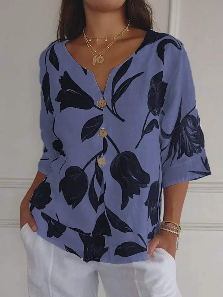 Chloe™ - V-Neck Printed Tunic Blouse