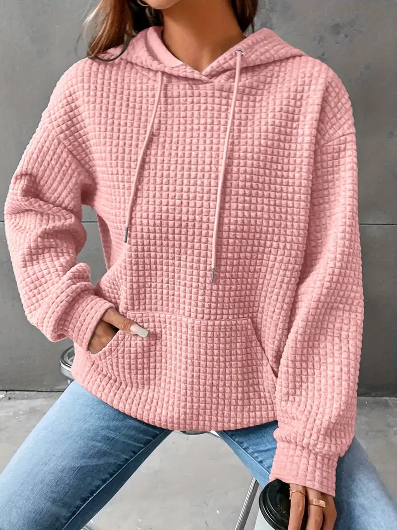 Tiana - Waffle Knit Hoodie Sweatshirt