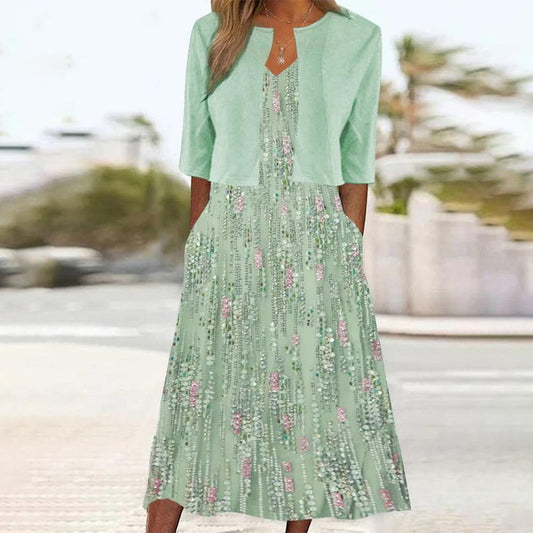 Almuth™ - Floral Midi Dress and Blazer Set