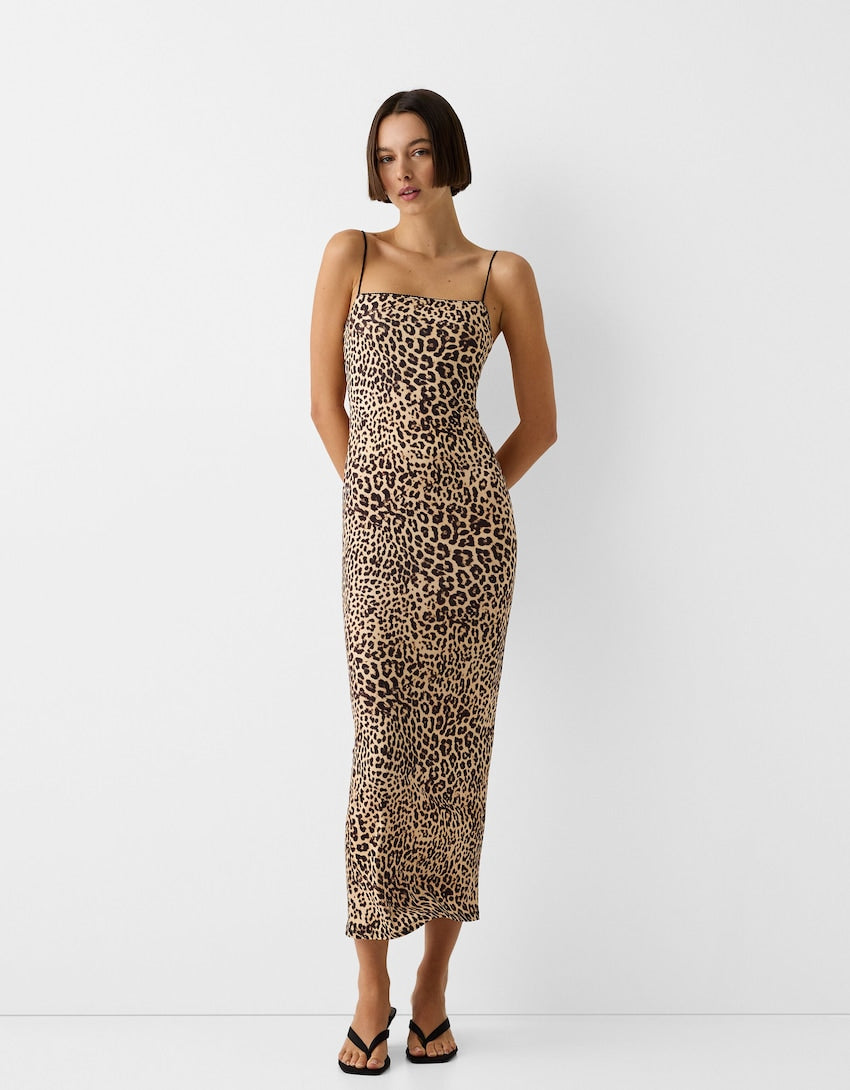 Mina - Long dress with leopard print