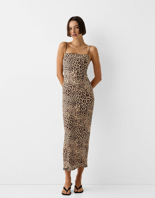 Mina - Long dress with leopard print