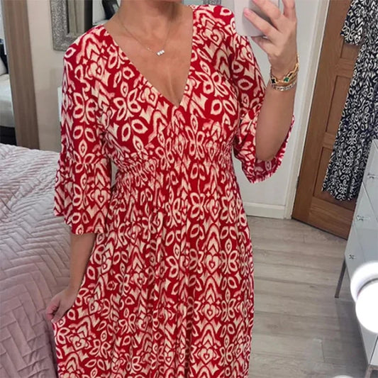 V-Neck Floral Dress