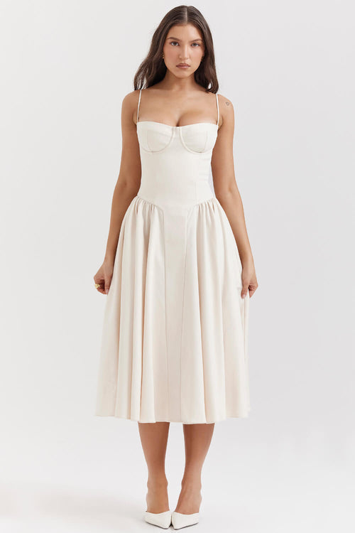 Brisa™ - Ballerina Twill Corset Midi Dress